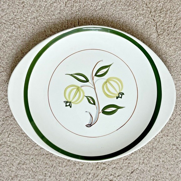 Small Platter Blue Ridge Southern Potteries Tab Handled Rare Forest Fruit - Picture 4 of 9